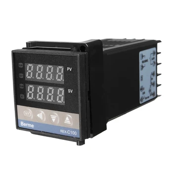 Ciparu LCD PID REX-C100 Temperatūras regulators Set + K Termopāri + Max.40A PSR