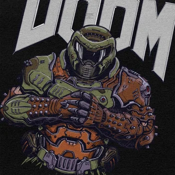 Cool Doom ar Mūžīgo T Krekls Vīriešiem Īstermiņa Piedurknēm Spēle Slayer Galvaskausa T Iespiesti Streetwear T-krekls Tīras Kokvilnas Slim Fit Tee Topi