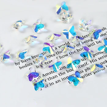 Crystal AB Caurumu Rhinestones K9 Stikla Tauriņš Forma DIY Caurumu Pērles Krāsains Stikls Strass Rotaslietas, Aksesuāri, Aproci, Krelles