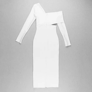 DEIVE TEGER ir 2021. Jauns Apģērbu ar garām Piedurknēm ar Asimetrisku izgriezumu Pārsējs Ziemas Slavenību Puse Kleita Sievietēm Baltās Kleitas HL5522