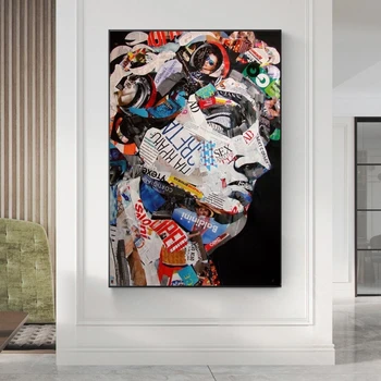 Deivids Grafiti Mākslas Audekls Gleznošanai Plakāti un Izdrukas Dāvida Skulptūru Krāsains Wall Street Art Pictures Cuadros Mājas Apdare