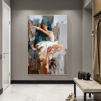 Dejo Balerīna Anotācija Eļļas Gleznas Uz Audekla Plakāta un Izdrukas Mūsdienu Mākslas Baleta Meitene Sienas Attēlu Mājas Apdare Cuadros