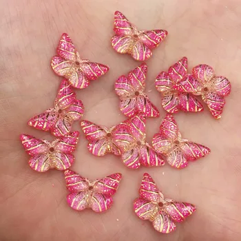 Diezgan 80pcs Sveķu Krāsains Crystal Butterfly Plakanu Aizmuguri Rhinestone Albums DIY Kāzu Appliques 1 Caurumu Rotājumu Amatniecības SG41