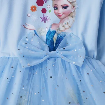 Disney Kids Meitenes Kleita Saldēti Elza Anna Princese Mežģīņu Kleitas Puse Kostīmu Vestidos Dzimšanas Dienu Toddler Meitene Kleita Tērpiem
