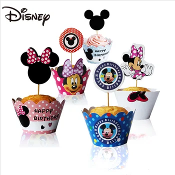 Disney Mickey Minnie Sērijas Cartoon Ievieto Maizes Kūka Papīra Čaulas Ap Robežu Deserta Galda Uzpūtenis Kaste