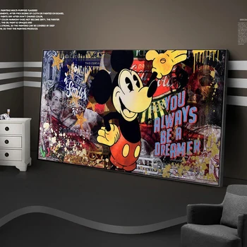 Disney Mickey Mouse Kanvas Glezna Naudu Grafiti Mākslas Izdrukas, Plakāti Sienas Art Pictures Bērnu Telpu Dekorēšana Cuadros
