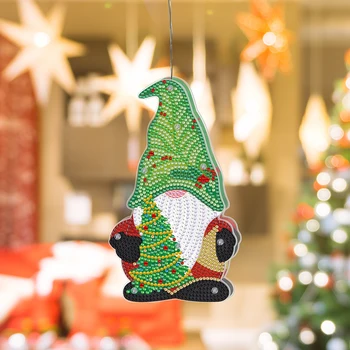 DIY 5D Dimanta Krāsošana LED Karājas Nakts Gaisma Santa Elves Dimanta Izšuvumi Mozaīkas Kuloni Rotājumu Ziemassvētku Rotājumi