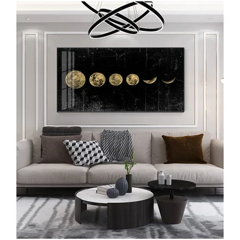 Drukāt Visuma Ilgi Banner Mākslas Glezniecības Mājas Dekoru, Liela Izmēra Eclipse no Mēness Sienas Art Attēlu Minimālisma Gleznas Plakāts
