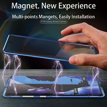 Dubultie Stikla Magnētiskā Metāla Case For Samsung Galaxy S8 S9 S10 Plus S20 S10E 5G S21 Telefonu Gadījumā Samsung Note 10 9 8 Lietā