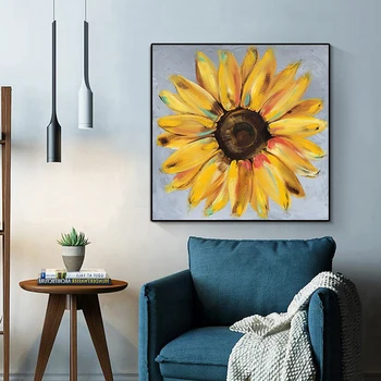 Dzeltenas Saulespuķes Eļļa, Audekls Gleznošanai Mūsdienu Plakāti un Izdrukas Quadros Sienas Art Attēlus Dzīvojamā Istaba Mājas Apdare Cuadro