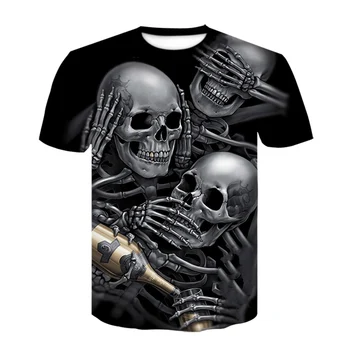 Dzēriens t-krekls alu cilvēks Galvaskausa T krekls Vīriešiem/Sievietēm Gothic Krekli Plus Lieluma 3d drukas black t krekli vasaras īsām piedurknēm vīriešu tops