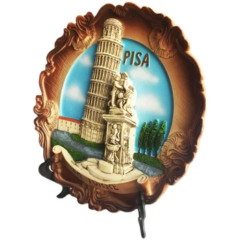 Eiropā Tūrisma Suvenīru itāļu Brīnumu Laukumā Pisa Pizas Tornis Eņģeļa Statuja Disku Rotājumi 3d Dekoratīvais krāsojums Amatniecības