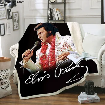 Elvis Presley Segu, 3D Druka, aitas Vilnas Segas Gultas, Mājas Tekstila Luksusa Pieaugušo Dāvanu Silts Pārklājs Mīksts Ziemas Dziedātāja Cool