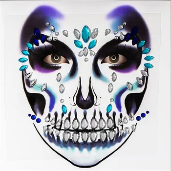 Festivāla Seju Tetovējums Rotaslietas Rhinestone ar Gem Galvaskausa Zobu Uzlīme Carnival Grims Halloween Body Art Uzlīmes TE892