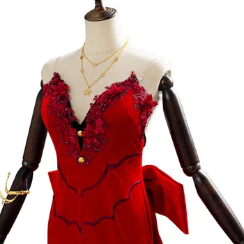 Final Fantasy VII Pārtaisīt Cosplay Kostīmu Aerith Gainsborough Cosplay Sarkanā Puse Kleita Apģērbs Halloween Kostīmu Pasūtījuma
