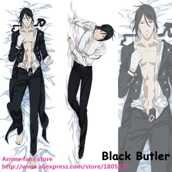 Foršo Japāņu Anime Black Butler Sebastian Michaelis Vīriešu BL Spilvendrāna dekoratīvās Ķermeņa Hugging spilvendrānā