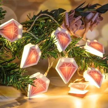 Gaismas Stīgu LED Diamond Akumulatora Lampiņa Romantiska Adrese Priekšlikums Krāsains Lampas Telpu Dekorēšana