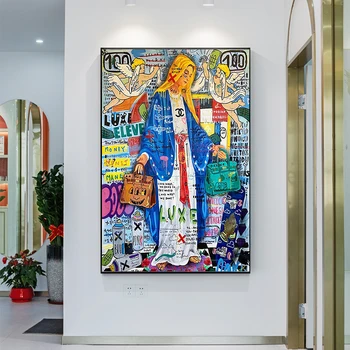 Grafiti Mākslas Van Jaunavas Marijas Krāsains Plakāts un Drukas Kolāža Kanvas Glezna Mākslas Sienas Attēlu, viesistaba, Mājas Apdare