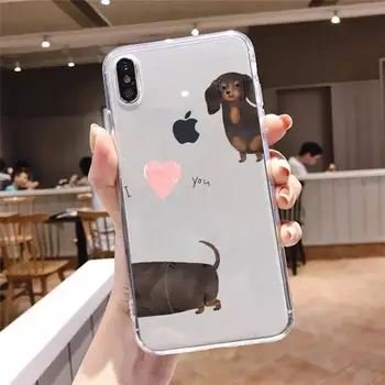 Gudrs suns Dachshund mākslas Dzīvnieku estētika Telefonu Gadījumā vāks Caurspīdīgs iPhone 6 7 8 11 12 s mini pro X XS XR MAX Plus