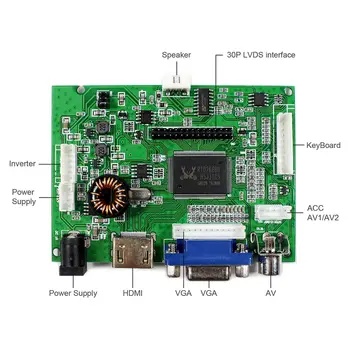 H DMI+VGA+2AV+Audio LCD Kontrolieris Padome 10.1 collas, 1024x600 HSD101PFW2 LP101WSA LCD Ekrāns