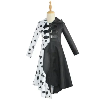 Halloween Cosplay Party 101 Dalmatians De Vil Cruella Noslēpt Dress Kostīmi Pieaugušajiem