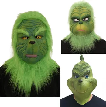 Halloween Masku Vīrieši Sievietes Zaļā Lateksa Puse Cosplay Maska Ar Vēl Ķivere Galvassegas Halloween, Ziemassvētku kostīms