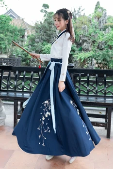 Hanfu Sieviešu Seno Tērpu Tang Dynasty Pieaugušo Studenti Ming Veikti Ķīniešu Stilā Uzlabotu Vidukļa garuma Svārki Ikdienas Kreklu Komplekts