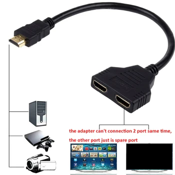 HD1x2 1080P 1 HDMI-compatiable Vīrietis, lai 2HDMI-compatiable Sieviešu Sadalītāja Kabeli HDTV PS 3 DVD, satelīta kastes LCD projektori