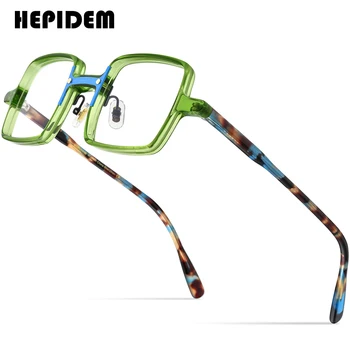 HEPIDEM Acetāts Brilles Vīriešiem 2022 Vintage Retro Laukumā Brilles Rāmis Sievietēm Optisko Recepšu Brilles Tuvredzība, Briļļu 9176