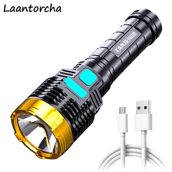 High power led lukturi USB Lādējamu Spēcīgu kabatas lukturīti Ar Sānu apgaismojums, Ultra Spilgtas lāpu Āra Kempings Lukturīti