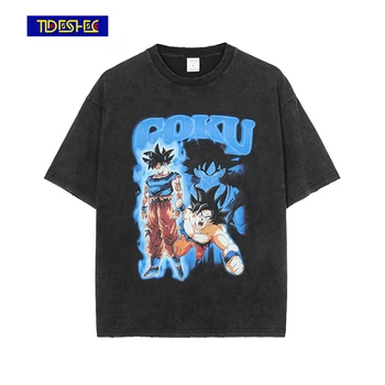 Hip Hop Streetwear T Krekls 2022 Vīriešiem Anime Multfilmu Iespiesti Mazgāt T-Krekls Harajuku Kokvilnas Gadījuma Tshirt Īsām Piedurknēm Topi, T-Veida