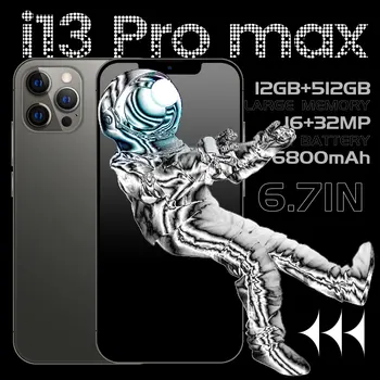 I13 Pro max 4G LTE 5G Mobilais Jaunā Versija 6.7 Collu Seju ID Nekustamā 12 GB RAM 512 GB ROM Tālrunis 16+32MP 6800mAh Pasaules Viedtālruņu