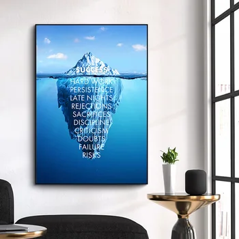 Iedvesmas Mākslas darbus Aisbergs no Veiksmes Quote Audekls Mākslas Plakāti Ziemeļu Sienas Mākslas Gleznas uz Sienas Cuadros Attēlu, Mājas Dekoru