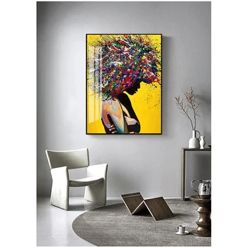 Ielu Mākslas Melna Meitene Sienas, Attēlus, Mājas Dekoru Anotācija Āfrikas Meitene Sienas Mākslas Audekls Gleznas Grafiti Mākslas s Un Izdrukām
