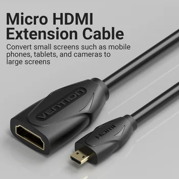 Intervences HDMI pagarinātāja Kabelis Micro Mini HDMI Sieviešu un Vīriešu Kabeļu Converter Paplašinātājs par Planšetdatoru, HDTV Micro HDMI Vadu Paplašinājums