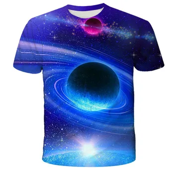 Ir 2021. interesanti Bērniem Visuma Planētas Kosmosa Galaxy 3D T-krekls Print Star Sky Atdzist Tees Zēns Meitene Modes Streetwear Topi