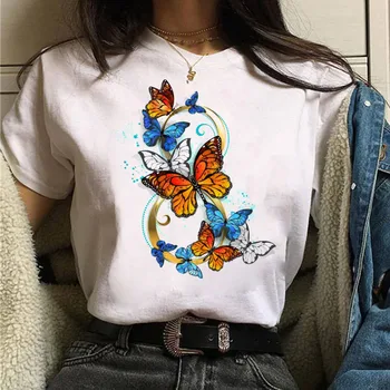 Ir 2021. Jauno Vasaras Sieviešu T Krekls, Tauriņš grafikas drukāšanai tee kreklu Harajuku t Īsām Piedurknēm dāma Tshirt