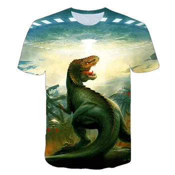 Ir 2021. Jaunā Vasaras Bērnu T-krekls Vasaras Dinozauru Harajuku T-krekls 4-14 Gadus Veco Karikatūra Iespiests T-krekls Cute Gadījuma T-krekls
