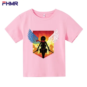 Ir 2021. Kokvilnas T-krekls Meitenēm Un Zēniem ar Īsām Piedurknēm Uzbrukumu Titan Īsām Piedurknēm Vasaras Drēbes, t kreklu, 4-14 Gadu Veciem Bērniem, Topi