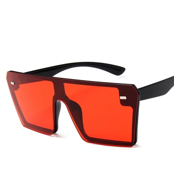 Ir 2021. Lielizmēra Kvadrātveida Saulesbrilles Sieviešu Modes Flat Top Slīpums Saules brilles Vīriešiem bez apmales Liels Rāmis Oculos UV400 Punktiem