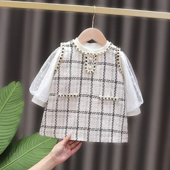 Ir 2021. Pavasara Rudens Meiteņu Modes 2gab Uzvalks Baby Kids Bērnu Apģērbu Komplekts, Tostarp bez Piedurknēm Kleita+ T-krekls