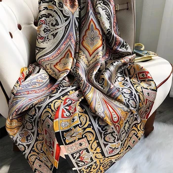 Ir 2021. Sieviešu Zīda Ziemas Šalli Luksusa Dizaina Drukas Dāmu Pludmales Lakatu, Šalli Modes Gluda Foulard Sieviešu Hijab