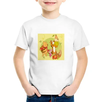 Ir 2021. Vasaras Disney T-krekls Vinnijs Pūks Karikatūra Izdrukāt O-veida kakla Unisex Vates Cute Kids Baltās Bāzes Kawaii Drēbes Topi Dāvanas