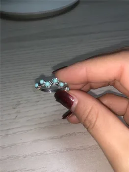 Izsmalcināts Sudraba Krāsas Tiny Atjaunota Zils Akmens Burbuļi Lēkāt Gredzenu Sievietēm Sirēna Skūpsti Gredzeni, Rotaslietas Bridemaids Dāvanas