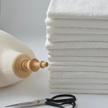 Izšuvumi Balts Mežģīņu Audums Tīras Kokvilnas Ar Pagalmā par Kāzu Kleitu Modes Svārkus Šūt Dobas Auduma Vasaras Tekstila Uz Metru