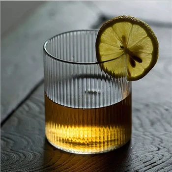 Japāņu Stila Ripple Viskijs Stikla Vertikālām Līnijām Kafijas Tasi Pārredzamu Alus Krūze Dzeramā Stikla Sulai Ir 2021. Karstā Pārdošanas