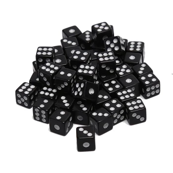 Jaunas 50 GAB dambretes kauliņus 8mm Plastmasas Balts Spēļu Kauliņu Standarta Sešu Sided Decider Dzimšanas dienas ballītes galda Spēle