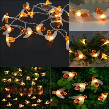 Jauns 10 LED Medus Bišu Pasaku String Āra Apgaismojums Dārza Kāzu svinības DIY