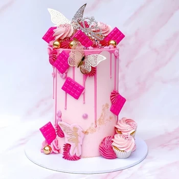 Jaunu 12pcs 3D Mākslīgā Tauriņš Happy Birthday Cake Topper Papīra Ventilators Kāzu Kūka Topper par Dzimšanas dienas ballīti Kūka Rotājumi