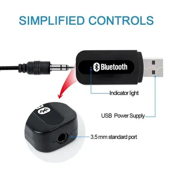 Jaunu 3.5 mm Austiņu Ligzdu Uztvērējs USB Bluetooth saderīgu Bezvadu Automašīnas Mūzikas Audio Uztvērēju Aux Adapteri Ātra Piegāde